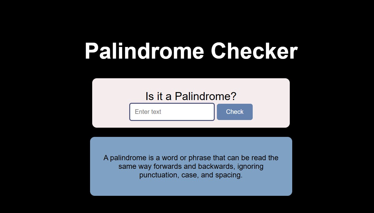 Palindrome Checker Page