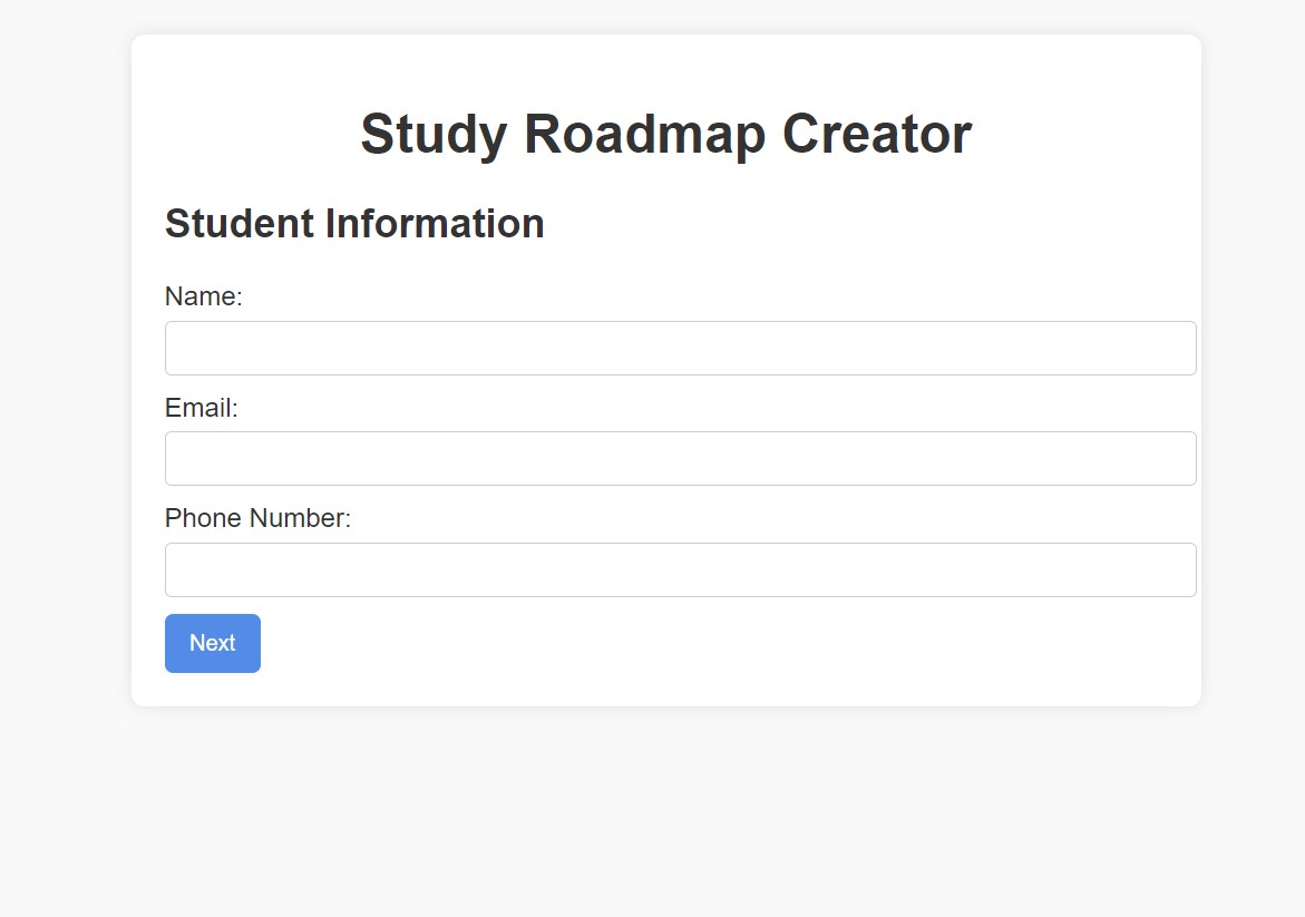 Study RoadMap Creator Page